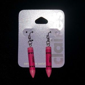Claire’s Pink Crayon Earrings